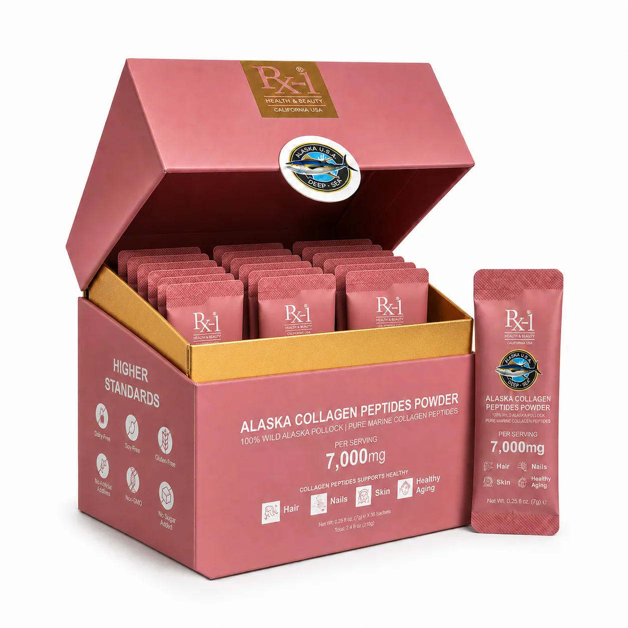 Rx-1 Alaska collagen peptides powder box